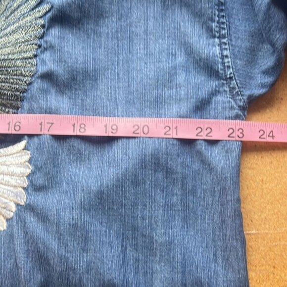 Eileen Fisher Open-Front Jacket Embroidered Bald Eagle & "Land Of The Free" Sz M - Picture 7 of 10